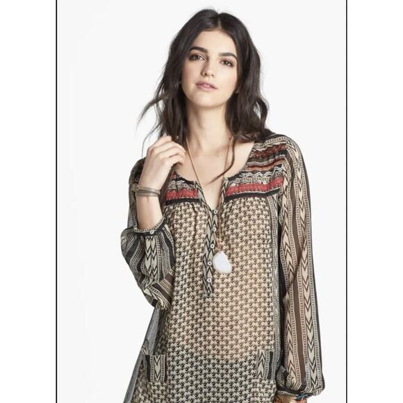 Free people Tops - Free People Feather in the Wind Sheer Beaded Tunic Small | Boho Festival Blouse